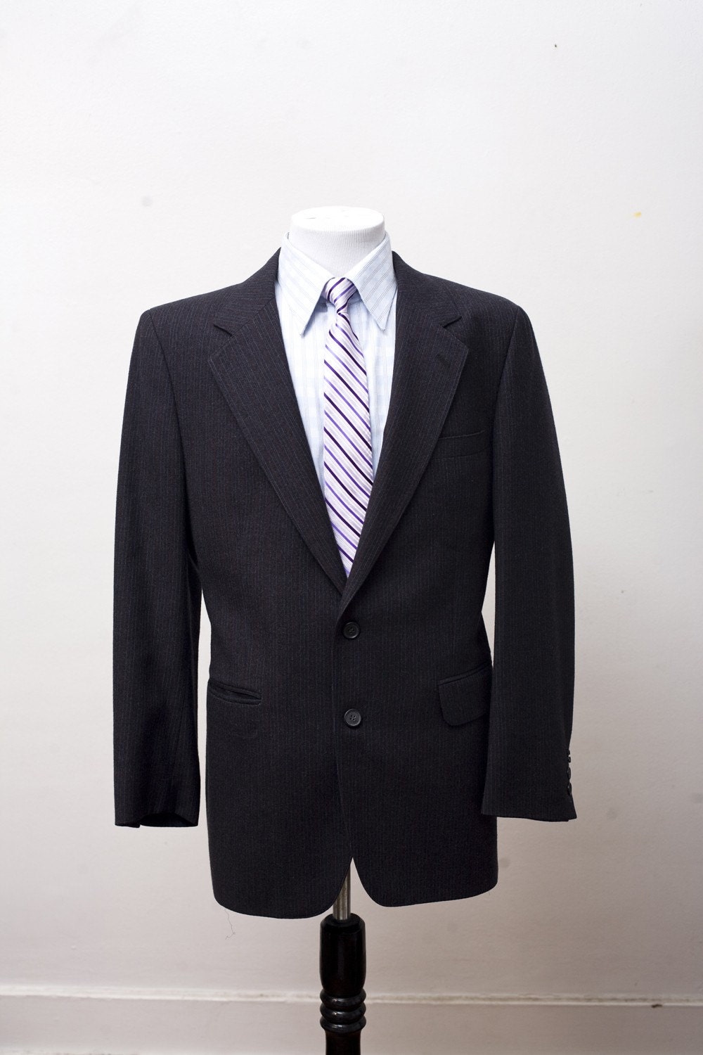 Men's Blazer / Vintage Charcoal Grey Pinstripe Jacket / - Etsy