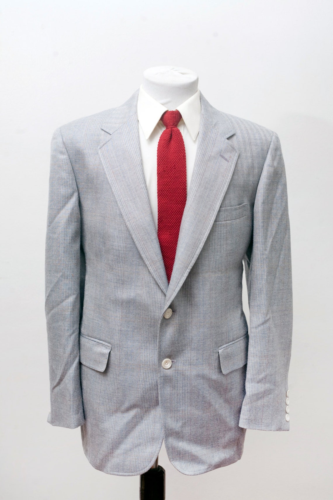 Men's Blazer / Vintage Grey Herringbone Jacket by Cricketeer / Size 42 ...