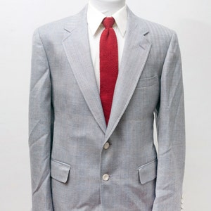 Men&#39;s Blazer / Vintage Grey Herringbone Jacket by Cricketeer / Size 42 Large
