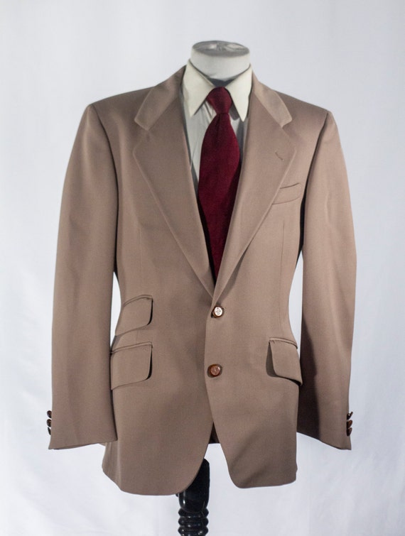 Men's Blazer / Vintage Beige Jacket / Size 42 Med… - image 1