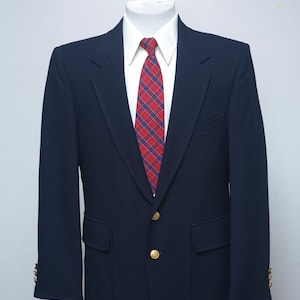 Men&#39;s Suit / Vintage Navy Blue Jacket and Trousers / Size 40 Short