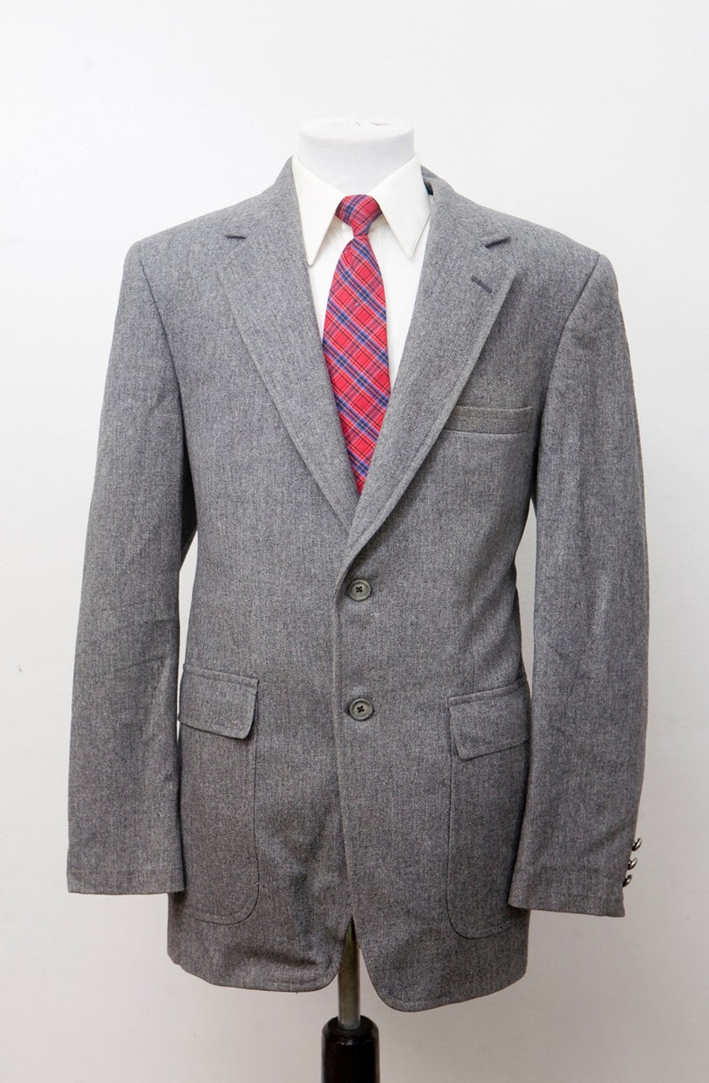 Men's Blazer / Vintage Grey Flannel Jacket / Size | Etsy