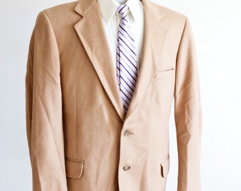 Men's Blazer / Vintage Tan Cashmere Jacket / Size 44 Large