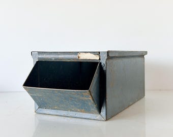 Lyon Vintage Industrial Metal Storage Bin with No. 6