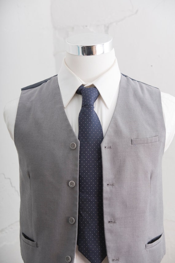 Men's Suit Vest Small / Vintage Dove Gray Waistco… - image 2