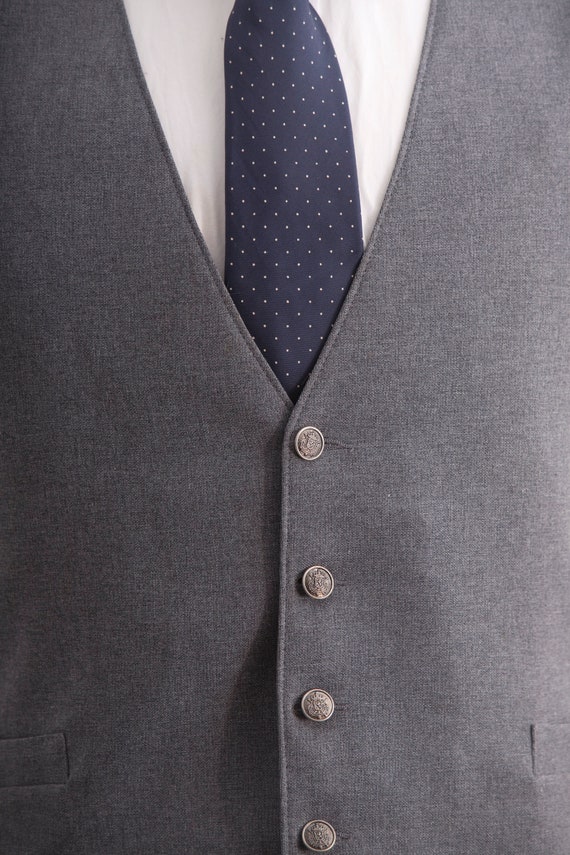 Size 46 Suit Vest / Vintage Light Blue Gray Waist… - image 3