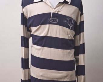 XL Izod Rugby Shirt Upcycled with Screen Printed Tree