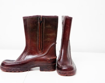Men's Leather Boots / Vintage Waterproof Boots / Rugged Boots / US Size 8