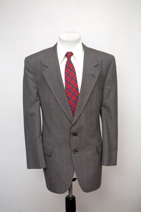 Men's Suit / Vintage Jacket and Trousers / Grey Pl