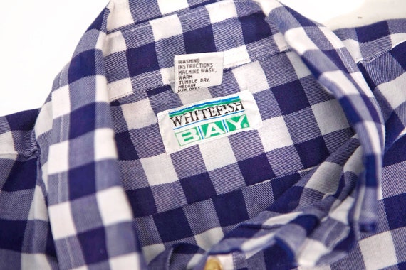 Men's Checkered Shirt / Blue Plaid Check / Vintag… - image 3