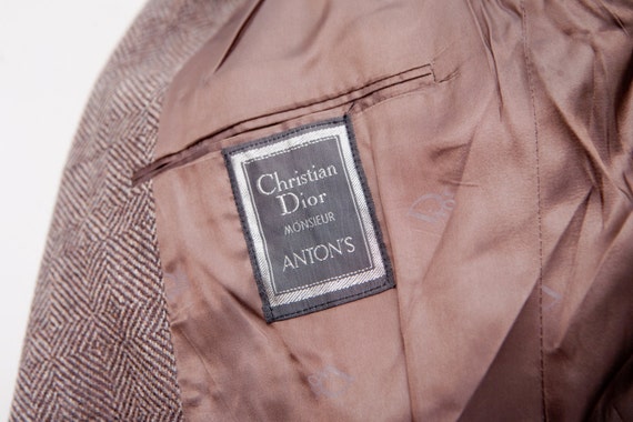 Men's Blazer / Vintage Christian Dior Brown Wool … - image 4