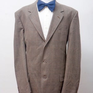 Men&#39;s Suit / Vintage Plaid Blazer / Brown Jacket and Trousers / Pierre Cardin / Size 48/XL