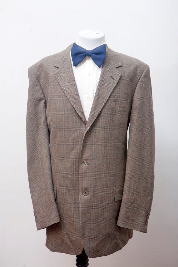 Men's Suit / Vintage Plaid Blazer / Brown Jacket a