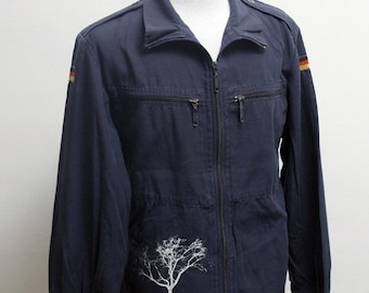 Vintage Military Surplus Coat / Screen Printed Tree / Men's Size Small Medium Large