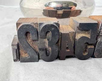 Number Set Vintage Letterpress Assorted Numbers 1-9 SET10