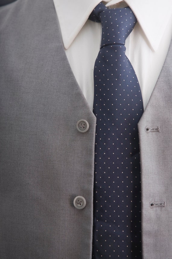 Men's Suit Vest Small / Vintage Dove Gray Waistco… - image 3