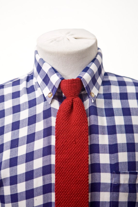 Men's Checkered Shirt / Blue Plaid Check / Vintag… - image 2