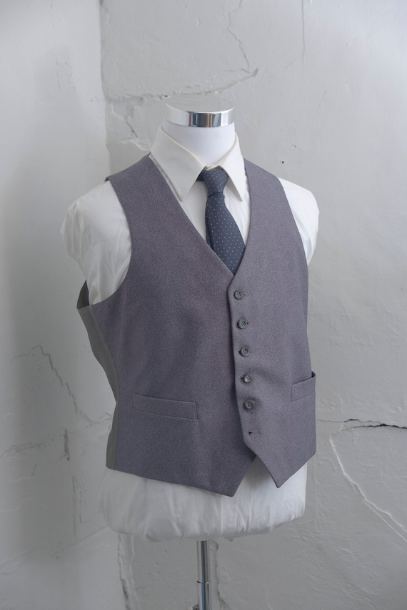 Men's Suit Vest Large/XL / Vintage Blue Gray Wais… - image 1