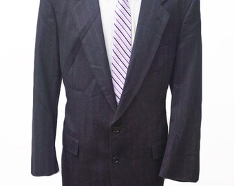 Men's Blazer / Vintage Christian Dior Jacket / Midnight Blue Sport Coat / Size 46 Large-XL