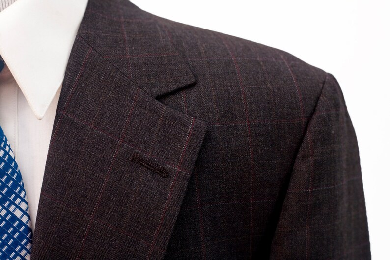 Men's Two-piece Suit / Vintage Charcoal Grey Windowpane - Etsy