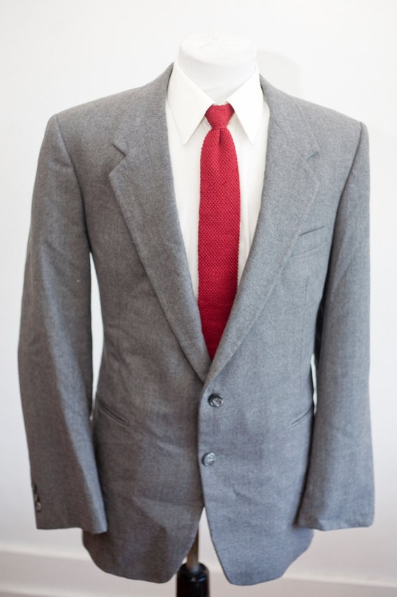 Men's Blazer and Trousers / Vintage Grey Wool Suit