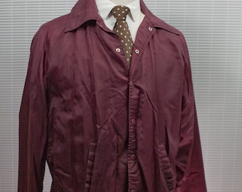 Burgundy Windbreaker / Men's Medium Vintage Sear's Jacket / #M035