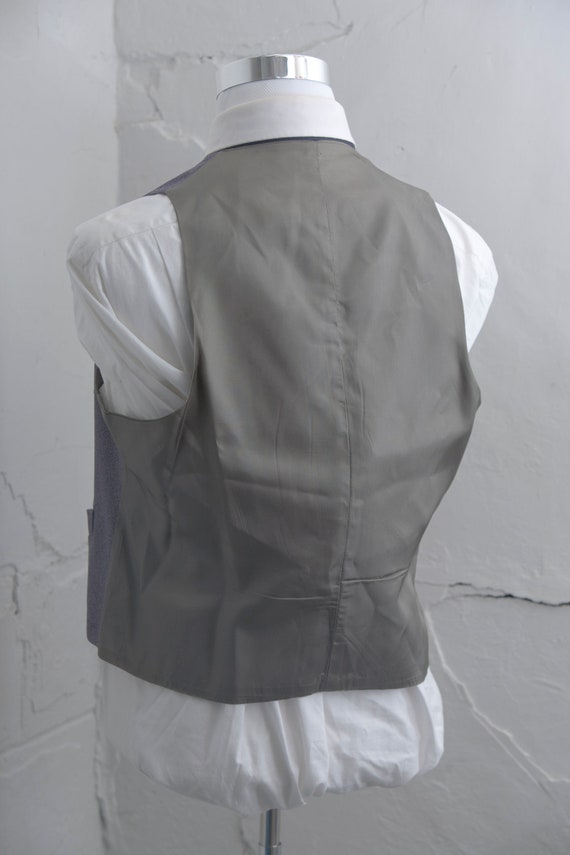 Men's Suit Vest Large/XL / Vintage Blue Gray Wais… - image 4