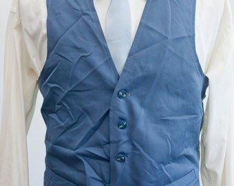 Men's Suit Vest / Vintage Blue Vest / Size 36/Small