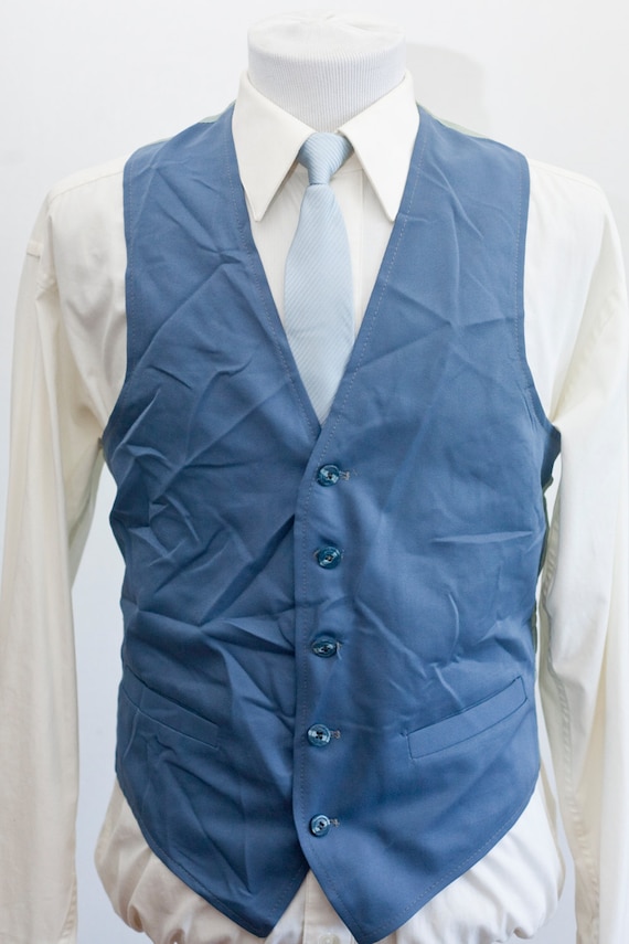 Men's Suit Vest / Vintage Blue Vest / Size 36/Smal