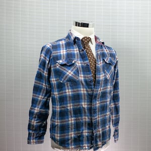 Chemise Manches Longues Ruff Hewn Bleu - Taille 7 - Coton 100% - Occasion Très Bon état