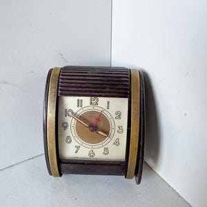 Westclox Art Deco Travalarm Wind Up Travel Alarm Clock Roll Top Semi-Functional