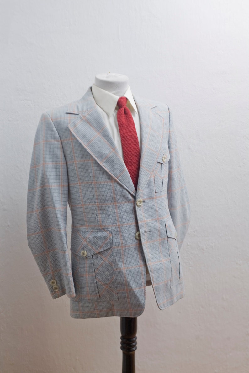 Men/'s Blazer Vintage Plaid Jacket Size 40 medium small