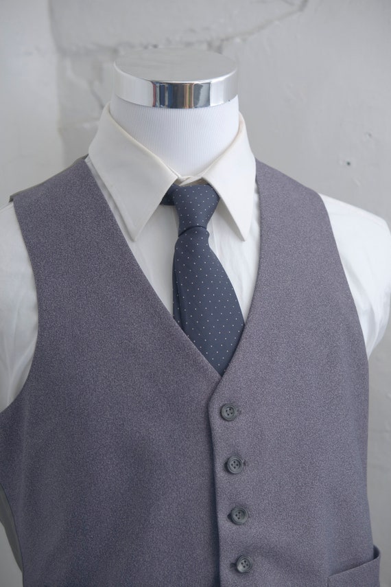 Men's Suit Vest Large/XL / Vintage Blue Gray Wais… - image 2