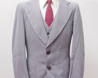 Men's Blazer and Suit Vest / Vintage John Hampton Grey Jacket and Waistcoat / Size 40 Medium