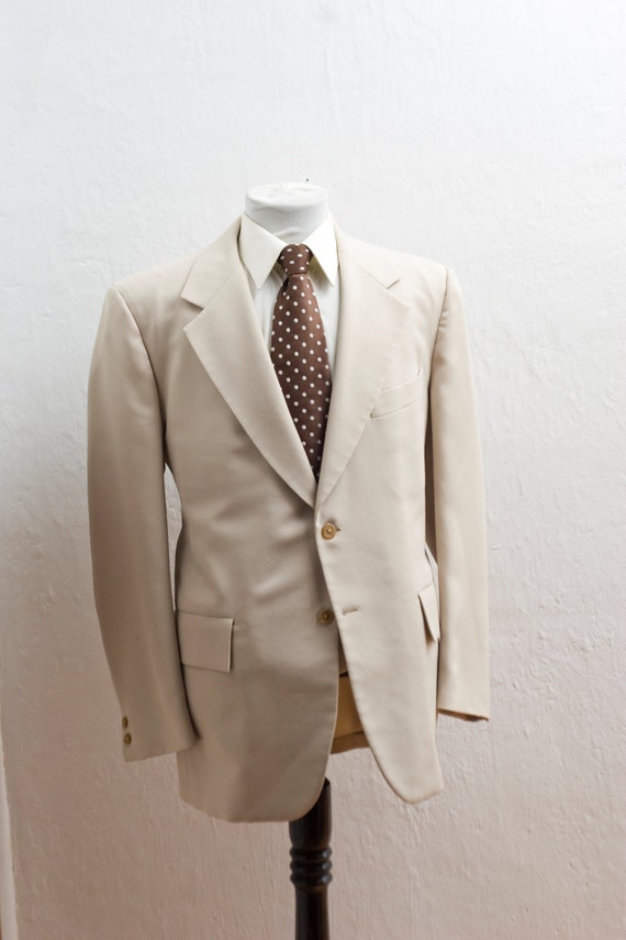 Men's Suit / XL Two-Piece Vintage / Light Beige J… - image 3