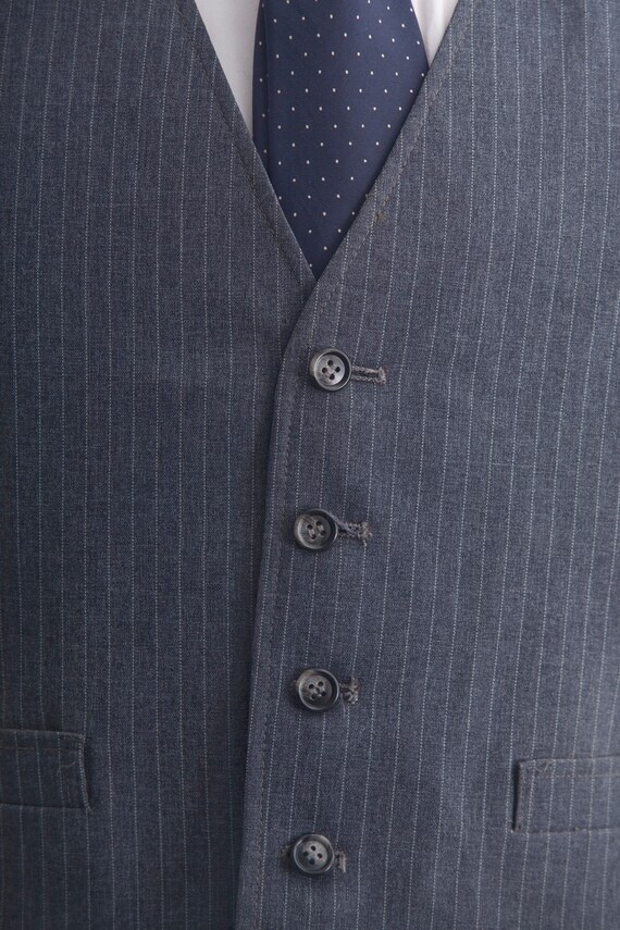 Size 40 Vintage Grey Pinstripe Vest - image 3