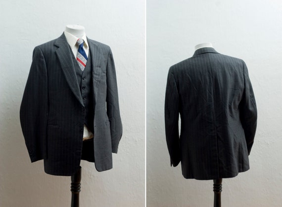 Men's Blazer and Suit Vest 42/ Vintage Dark Grey … - image 2