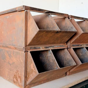 Vintage Stacking Metal Bins - Etsy