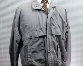 Large Grey Windbreaker / Men's Large Vintage Grey Jacket / #M029