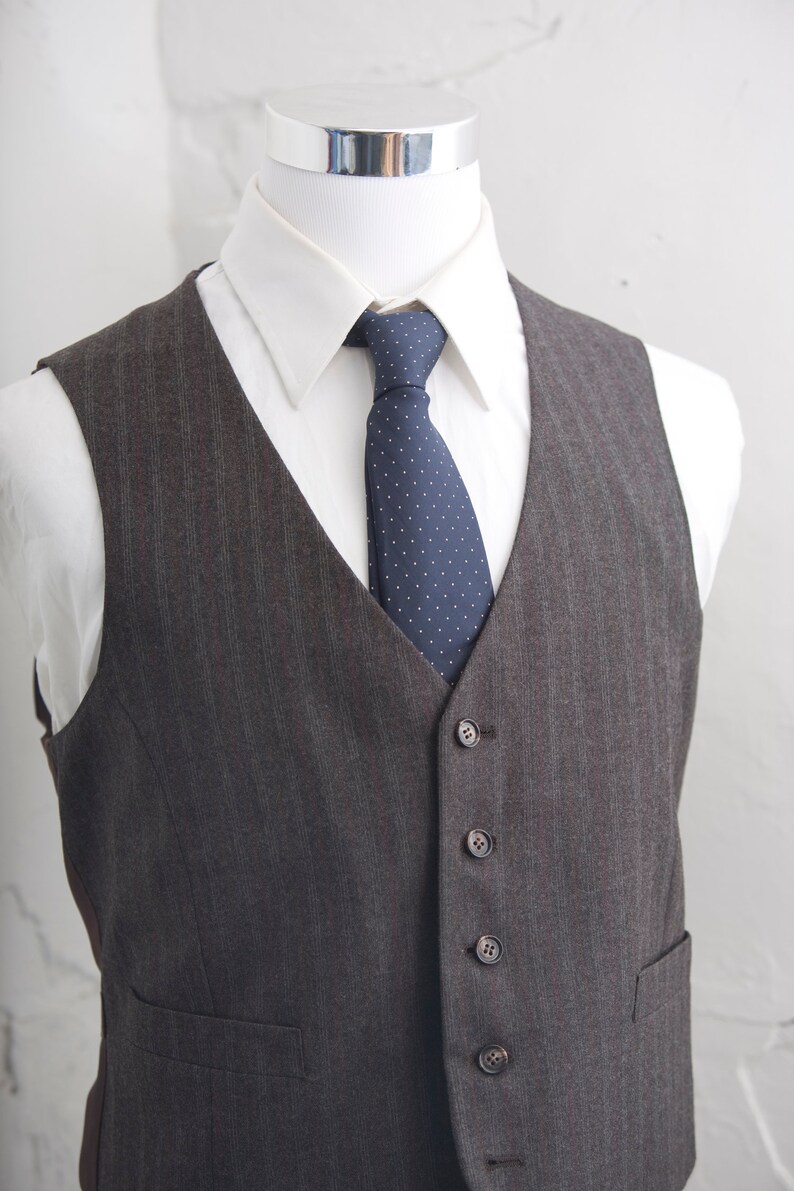 Men's Suit Vest Large/xl / Vintage Dark Gray Waistcoat / Size 44 Etsy