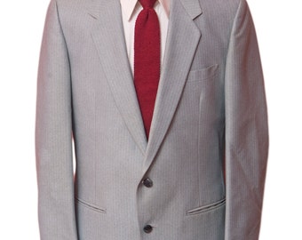 Men's Blazer / Vintage Grey Pinstripe Jacket / Size 40 Medium