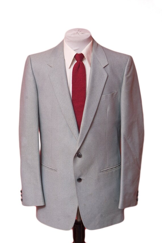 Men's Blazer / Vintage Grey Pinstripe Jacket / Siz