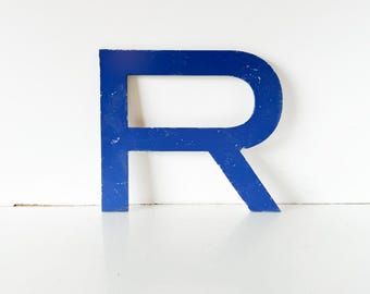 Large Cast Metal Vintage Marquee Sign Letter R