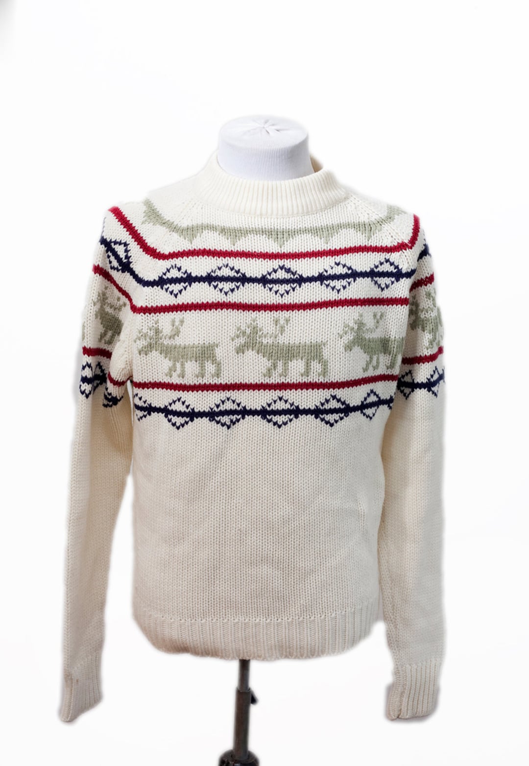 Men's Sweater / Vintage Nordic Reindeer Knit / Size Medium Etsy