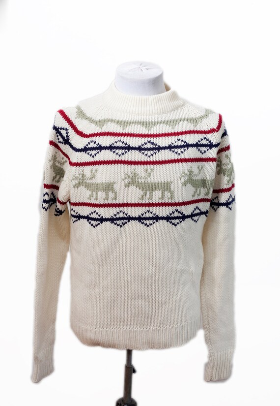 Men's Sweater / Vintage Nordic Reindeer Knit / Siz