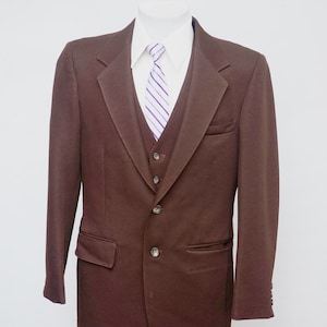 Men&#39;s Blazer and Suit Vest / Vintage Brown Jacket and Waistcoat / Size 38 Short