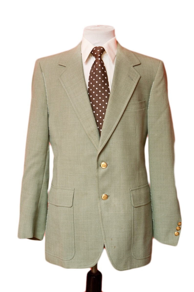 Men's Blazer / Vintage Sage Green Jacket With Brass - Etsy