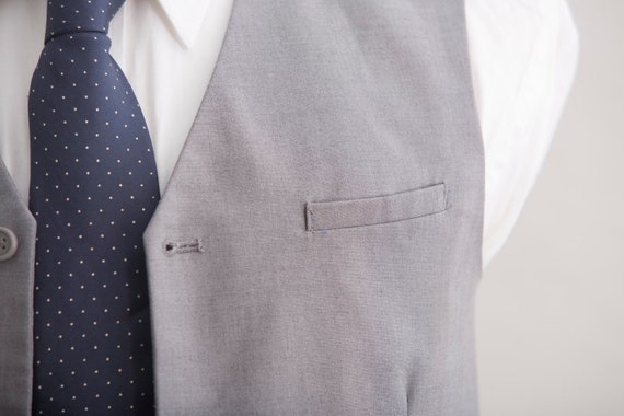 Men's Suit Vest Small / Vintage Dove Gray Waistco… - image 4