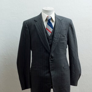 Men&#39;s Blazer and Suit Vest 42/ Vintage Dark Grey Jacket and Waistcoat / Size 42 Medium Large