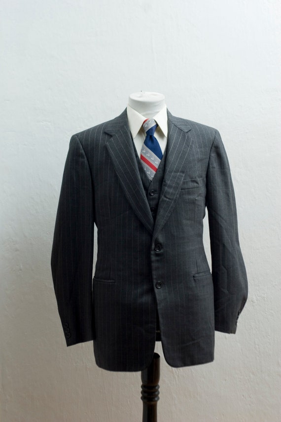Men's Blazer and Suit Vest 42/ Vintage Dark Grey … - image 1